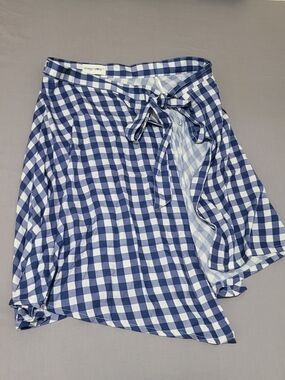 Corset Story Wrap Skirt in Blue and White -